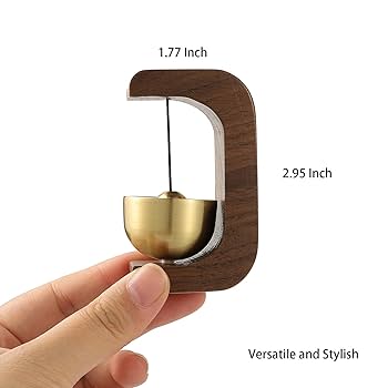 Japanese Style Musical Magnetic Wood Doorbell, Shopkeepers Bell for Door Chime Magnet for Fridge Door Small Doorbell With Brass Bell