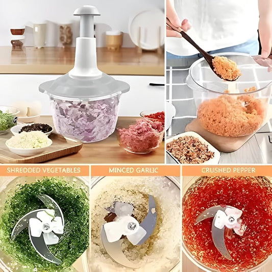 Manual Hand-Push Vegetable Chopper – Quick, Easy & Mess-Free Food Prep!
