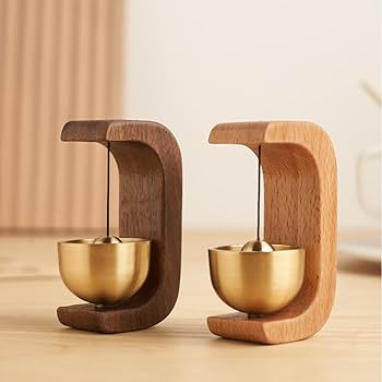 Japanese Style Musical Magnetic Wood Doorbell, Shopkeepers Bell for Door Chime Magnet for Fridge Door Small Doorbell With Brass Bell