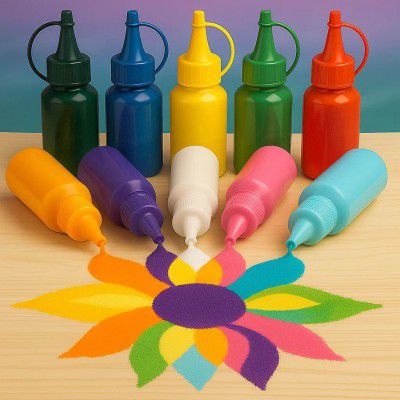Vibrant Rangoli Color Powder Tube Kit – Pack of 10